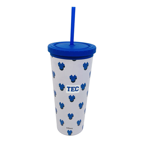 Vaso Con Popote Minnie TEC Gris